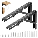 COCIVIVRE 折りたたみブラケット 棚受け金具 L字型 ブラケット l字金具 棚受け 耐荷重100kg 壁掛け 2本セット ネジ付き (ブラック、30cm)