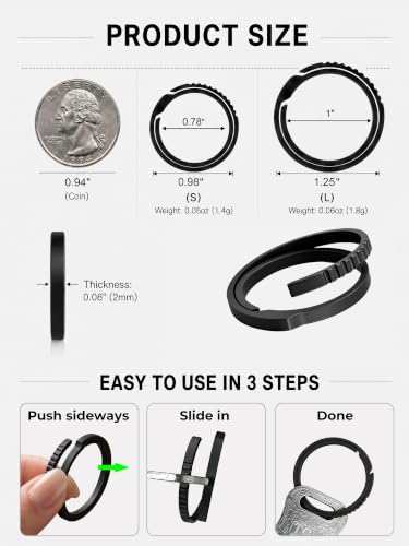 Image of Titanium Key Rings Heavy Duty Side Push Easy Open Split Keychain Rings