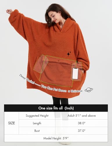 Image of KFUBUO Sherpa Wearable Blanket Hoodie Adult Oversized Sweatshirt Blanket Gifts for Women