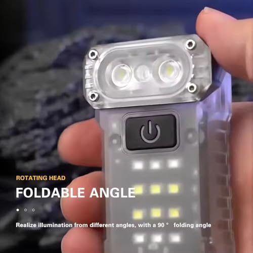 Image of Rechargeable LED Work Light with Rotatable Head, Adjustable Angle Hands-Free Flashlight, Portable Magnetic Inspection Light, USB Charging, Compact Emergency Light for Camping