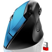 memzuoix Ergonomic Mouse Wireless,2.4G Optical Cordless Mice with 800/1200/1600 DPI,Vertical Computer Wireless Mouse for Laptop, Mac,PC,Desktop for Right Hand, Large,Blue