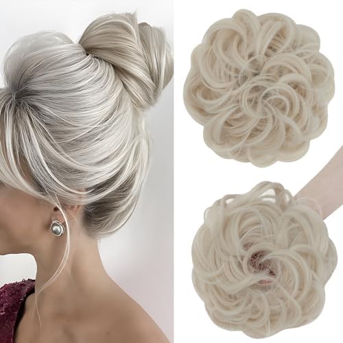 S-Noilite hair pieces for women hair scrunchies thick messy bun hair bun updo Chignons ponytail extenions - Silver Grey