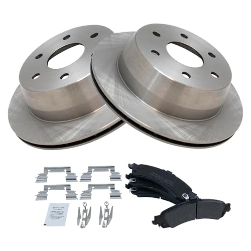 Image of TRQ Rear Brake Pad and Rotor Set Semi Metallic Compatible with 2000-2001 Chevrolet Suburban 1500 GMC Yukon XL 1500 2003 GMC Sierra 1500