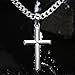 MILACOLATO 925 Sterling Silver Cross Necklace for Men Women - 5mm Durable 316L Stainless Steel Cuban Link Curb Chain with Beveled Edge Cross Pendant, Silver Crucifix Necklaces Jewelry, 16