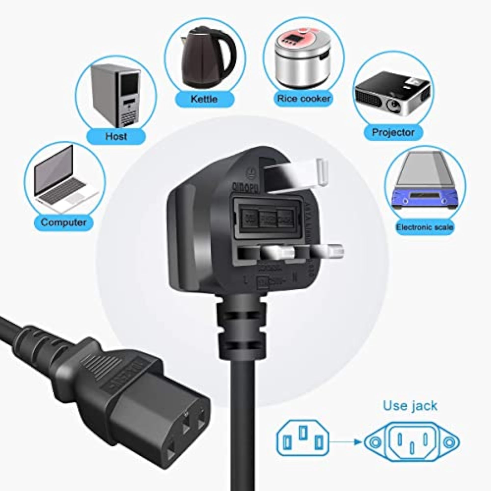 1.8M Standard Power Cable Cord for Desktop PC