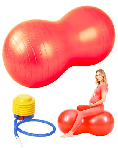 Image of Premium Peanut Ball - 100x50cm Anti-Burst Exercise Ball for Physical Therapy, Pregnancy Labor & Home Fitness Sensory| Non-Slip Design | Quick-Inflate Pump Included