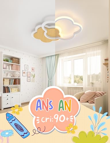 AOLED LED Deckenleuchte Kinderzimmer Deckenlampe Blumenform Bambus Deckenbeleuchtung 36W Dimmbar mit Fernbedienung Deckenleuchten für Kinder Schlafzimmerlampe Babyzimmer Mit Nachtlichtfunktion 50cm