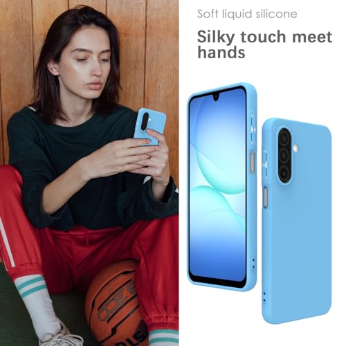 Image of YATWIN Silicone Case for Samsung Galaxy A17 4g /5g, Soft-Touch, Shockproof, DustProof, Antiskid Phone Cover for Samsung Galaxy A17 4g /5g - Sky Blue