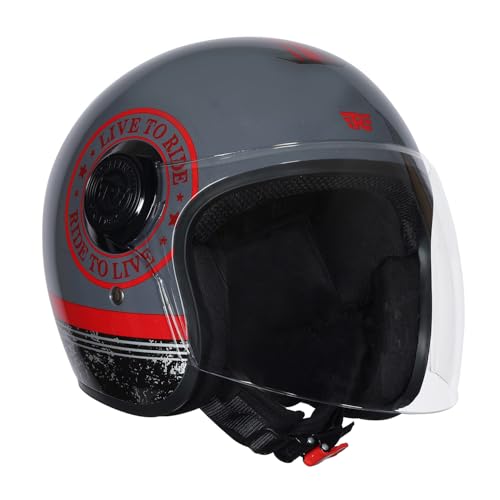 Image of ROYAL ENFIELD Copter Live to Ride Open FACE Helmet Grey & RED M