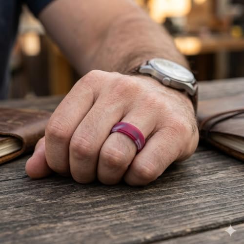 Pinannie 8 Pack Silicone Wedding Rings for Men, 8mm Wide Rubber Wedding Bands, Hypoallergenic Breathable Men's Silicone Ring for Him, Bright Colors Active Sport Fitness Size 14 by Pinannie - Used condition - Image 4