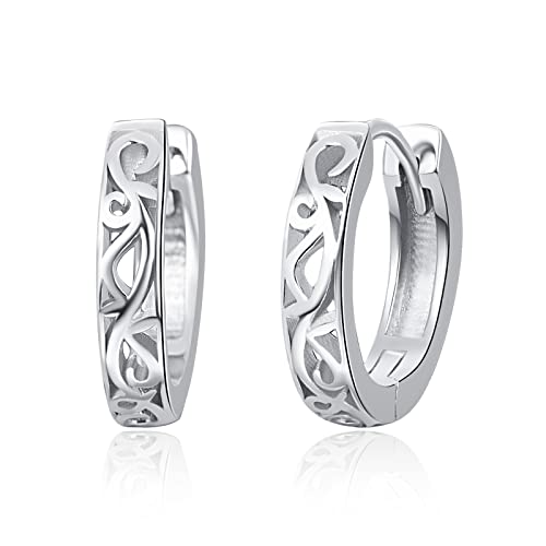 Viking Rune/Celtic Knot Hoop Earrings for Men Women 925 Sterling Silver Hoop Earrings Vintage Jewelry Gifts for Father Son Boyfriend Brother