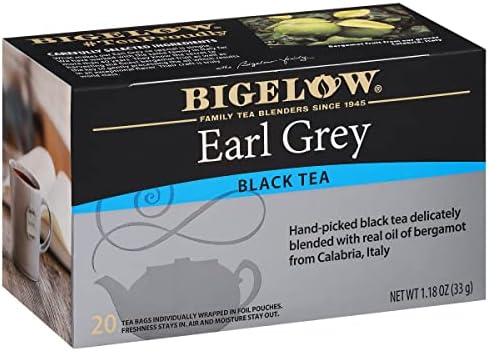 Bigelow Earl Grey Black Tea, Caffeinated, 120 Total Tea Bags, 20 Count (Pack of 6)