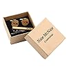 Personalised Wood Cufflinks &Tie Clip with Free Box, Groomsmen Gifts, Custom Mens Gift, Father Gift #1