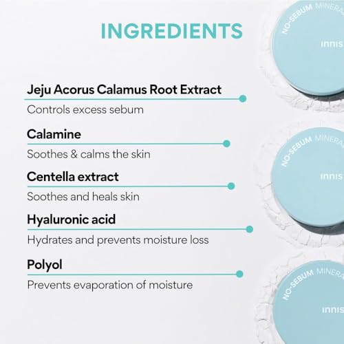 Image of Innisfree No Sebum Mineral Natural Powder 5g | Korean Setting Powder for Face | Oil Control for Oily Skin, Makeup Fixer, Reduces Hair Greasiness, Mattifying, Long-Lasting, Compact, Loose Powder