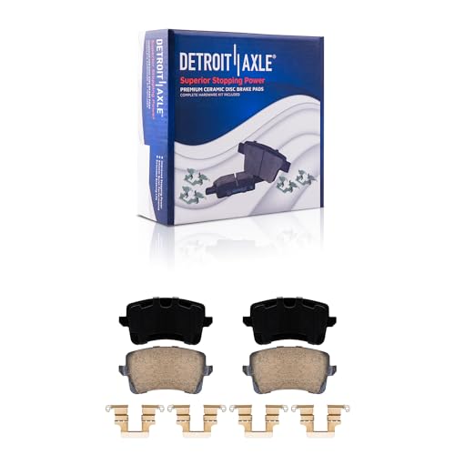 Image of Detroit Axle - Rear Brake Pads for 09-16 Audi A4 Quattro, 10-14 A5, 08-17 A5 Quattro, 13-16 Allroad, 09-17 Q5, 10-16 S4, 08-17 S5, 14-17 SQ5, Ceramic Brake Pads w /Hardware Replacement