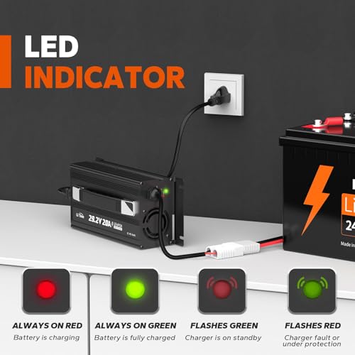 Image of LiTime 24V 100Ah LiFePO4 Lithium Battery with 29.2V 20A LiFePO4 Battery Charger, Built-in 100A BMS, Up to 15000 Cycles, Max. 2560W Load Power for RV, Trolling Motor, Marine, Off-Grid