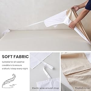 BISELINA French Linen Wrap Around Bed Skirt with Pleated Corner 14-Inch Tailored Drop Natural Flax Cotton Blend Basic Soft Cozy (14" King, Linen) BISELINA French Linen Wrap Around Bed Skirt with Pleated Corner 14 Inch Tailored Drop Natural Flax Cotton Blend Basic Soft Cozy 14 King Linen