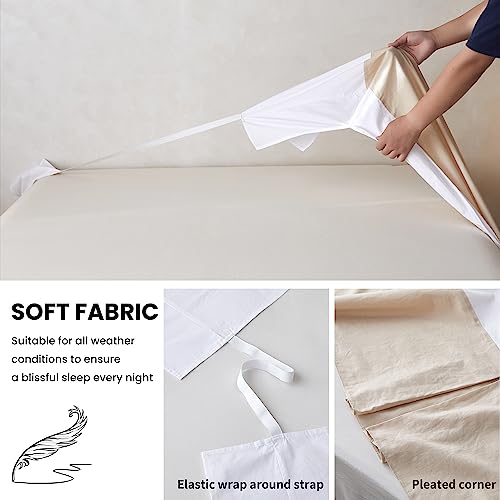 BISELINA-French-Linen-Wrap-Around-Bed-Skirt-with-Pleated-Corner-14-Inch-Tailored-Drop-Natural-Flax-Cotton-Blend-Basic-Soft-Cozy-14-King-Linen BISELINA French Linen Wrap Around Bed Skirt with Pleated Corner 14 Inch Tailored Drop Natural Flax Cotton Blend Basic Soft Cozy 14 King Linen