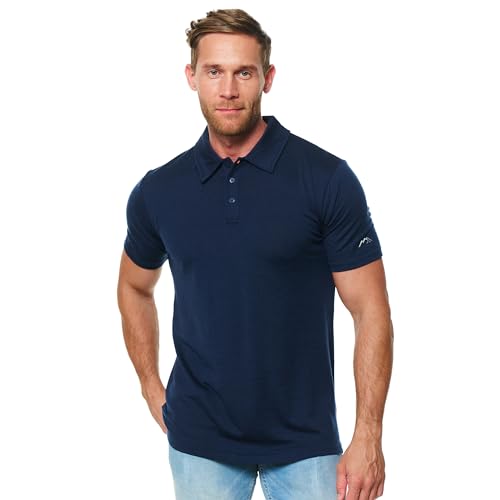 Merino.tech Premium Merino Poloshirt Herren Kurzarm & Langarm Shirt Outdoor & Alltag (Midnight Navy Polo XX-Large)