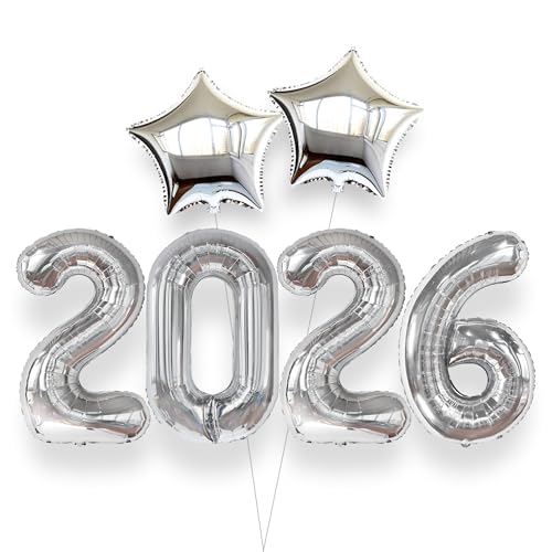 Image of Katchon, Giant 2026 Balloons silver - 40 Inch | 2026 Graduation Decorations, Star Foil Balloons for Grad Party Decoration 2026, Graduation Decor, Graduation Balloons, Graduation Party Decorations 2026