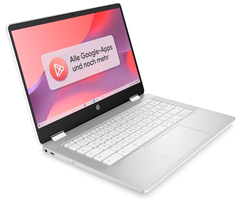 HP Chromebook x360, 14" Touchscreen, Intel Celeron N4120, 4 GB DDR4 RAM, 64 GB eMMC, Intel UHD Graphics 600, ChromeOS, QWERTZ, Ceramic White – Bild 5