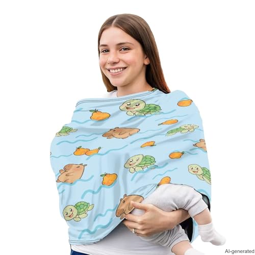 Image of Capybara Baby Car Seat Covers Multi-use Carseat Canopy Stretchy Infant Carseat Cover Baby Shower Gifts for Girls Boys