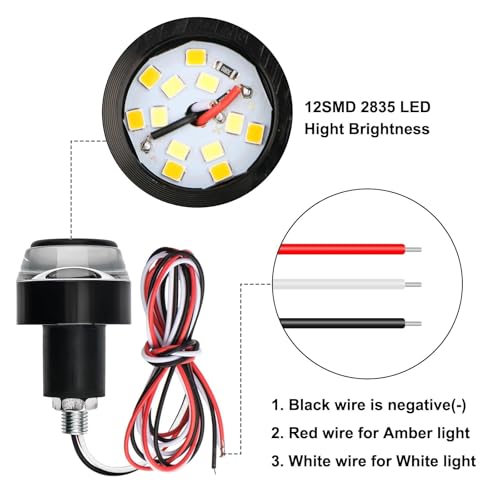 Image of Linkstyle 2PCS Motorcycle Turn Signal Light, 12 LEDs Turn Signal Indicator Lamp, Amber White Front Handlebar End Light for 12V Scooter Sportster Cruiser Motorbike (Pack of 2)
