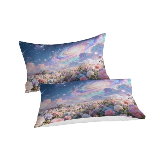 Housse de couette 3d impression galaxy fleur microfibre douce pour lit simple 135x200