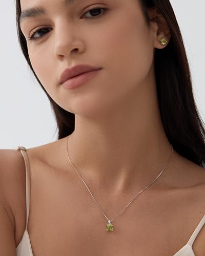 Michooyel 2ct Cushion Cut Peridot Pendant Necklace for Women Sterling Silver Gemstone August Birthstone Women's Necklace, 16-18 inch4