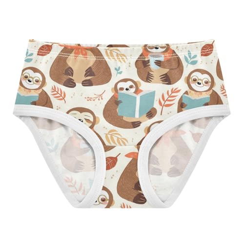 Wusikd Cartoon Sloth Girls' Underwear Cotton Coffee Girls Briefs Soft Toddler Underwear 2T