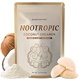 Mushroom Coconut Coffee Creamer, Nootropic Creamer Powder | Lion's Mane, Alpha GPC, Magnesium Glycinate, L-tyrosine, L-Theanine and MCT Powder | Brain, Focus | Keto & Vegan, 6.35 Oz