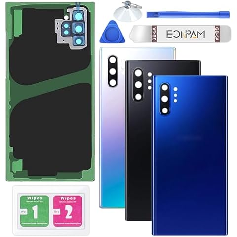 Eonpam Back Glass Replacement for Samsung Galaxy Note 10+ Plus SM-N975 Back Cover Rear Housing with Camera Lens + Repair Tool Kit Genuine Rear Glass (Blue) Cover