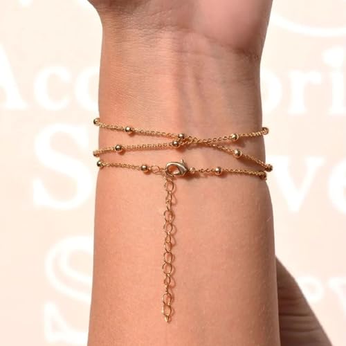 Image of Long tiantian Hand Chain Bracelet Gold Link Finger Ring Slave Bracelet