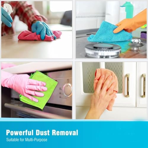 Image of Ultra Soft Microfiber Cleaning Cloths for All Surfaces Pack of 1 (12pcs Each Pack) Eco-Friendly Reusable Dust Cloths, Multi-Color Super Absorbent Bamboo Fiber Rags for Multi use