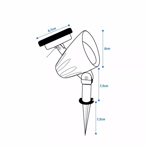 Kit 6 Luminária Solar ABS Espeto de Jardim Refletor Spot LED