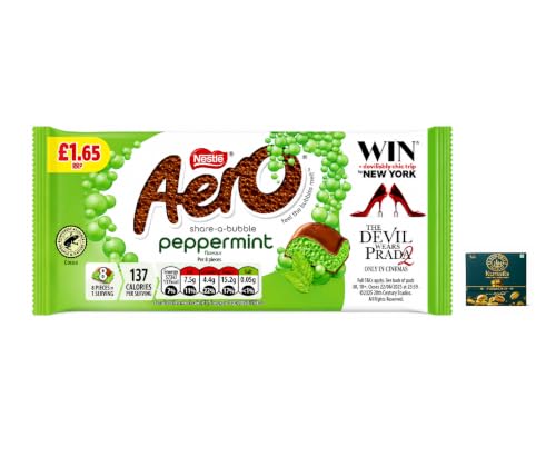 Image of Nestle Aero Peppermint Milk Chocolate Bar, Bubbly Mint Flavour,90gm with Free Flavourito Kunafa Pistachio Chocolate Bar, 20g By Decadent Foods