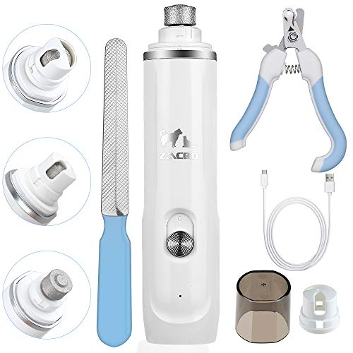Zacro Pet Nail Grinder Set - 50 DB Ultra Quiet Electric Dog Nail