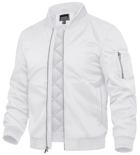 Check out this TACVASEN Mens Bomber Jackets Winter Men's Water Resistant Jacket and Coat Mens Casual Windbreaker Jacket Men's Coats White from Amazon!