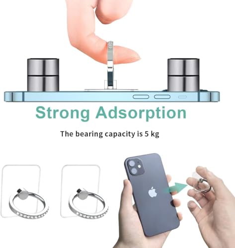 Image of KolorFish Transparent Phone Ring Stand Holder Mobile Phone Ring Holder Finger Grip 360 Degree Rotation (Bling Silver Square)