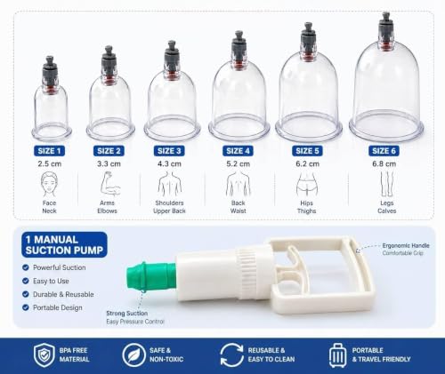 Image of professional quality HIJAMA Cupping set 18 pcs Cupping Cups Bio Magnetic Traditional Therapy Cupping Set Household Pull Out Cupping Kit /Chinese Massage Medical Cupping Set Suction Acupuncture (set of 18 with gun)