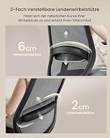 ProtoArc EC200 Ergonomischer Bürostuhl mit Verstellbarer Sitztiefe, Grau – Ansicht 4