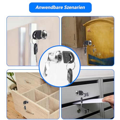 2pcs Cabinet Locks, 16mm Letterbox Locks, Security Letter Post Box Mailbox Cam Locks with Keys & 6 Different Lock Plates (Universal Key) - Image 4