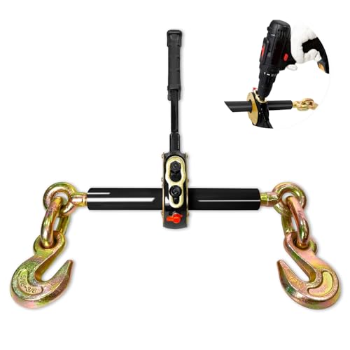 YATOINTO Electric Torque Drive Load Binder | Fits 5/16’’-3/8’’ Chain | 5,400 lbs Safe Working Load | Heavy-Duty Ratchet Binder Compatible with Portable Drill for Fast Cargo Tie-Down & Load Securement