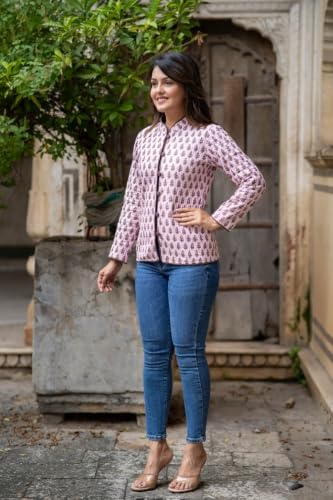 Image of Reversible Jacket for Women | Double Sided Quilted Jacket | Reversible Winter Jacket for Women | Stylish Ethnic Printed Jacket | Warm & Comfortable Casual Outerwear