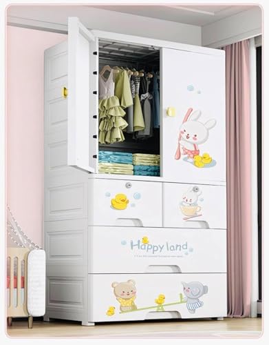 Image of LERIMO Multipurpose Stackable Plastic Cupboard Drawer for Clothes Storage, Almirah for Clothes, Foldable Wardrobe Cabinet Organizer for Office, Kitchen, Bathroom (Elephant-HSM17144, 4 - Layer)