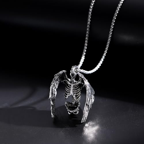 Skull Necklace Punk Skeleton Wings Pendant Choker Goth Halloween Jewelry Gift for Women and Men4