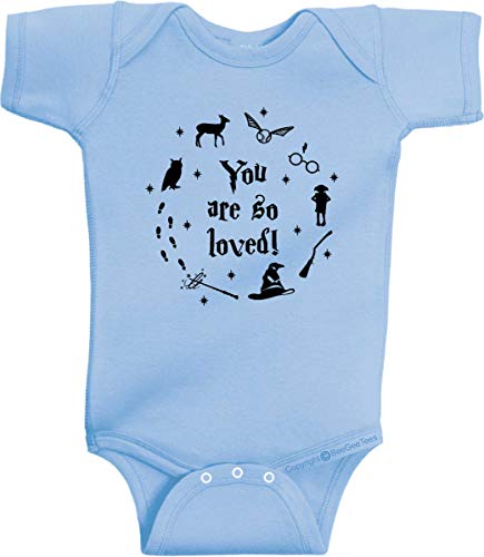 Image of BeeGeeTees You Are So Loved Cute Baby Romper Boys and Girls Wizard Bodysuit (Newborn, Light Blue)
