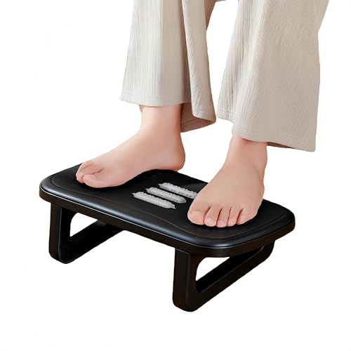 Kezidhp Reposapiés Ergonómico con Superficie de Masaje - Plástico Negro Antideslizante para Oficina, Hogar y Gaming - Ajustable Altura para Escritorio, Silla de Trabajo y Consola de Juegos