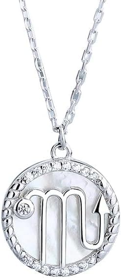 Collier en argent pour femmes médaillon douze constellations et zircon