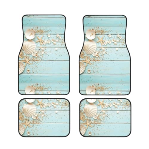 Alfombrillas de coche concha de playa estrella de mar juego de 4 alfombrillas antideslizantes neopreno